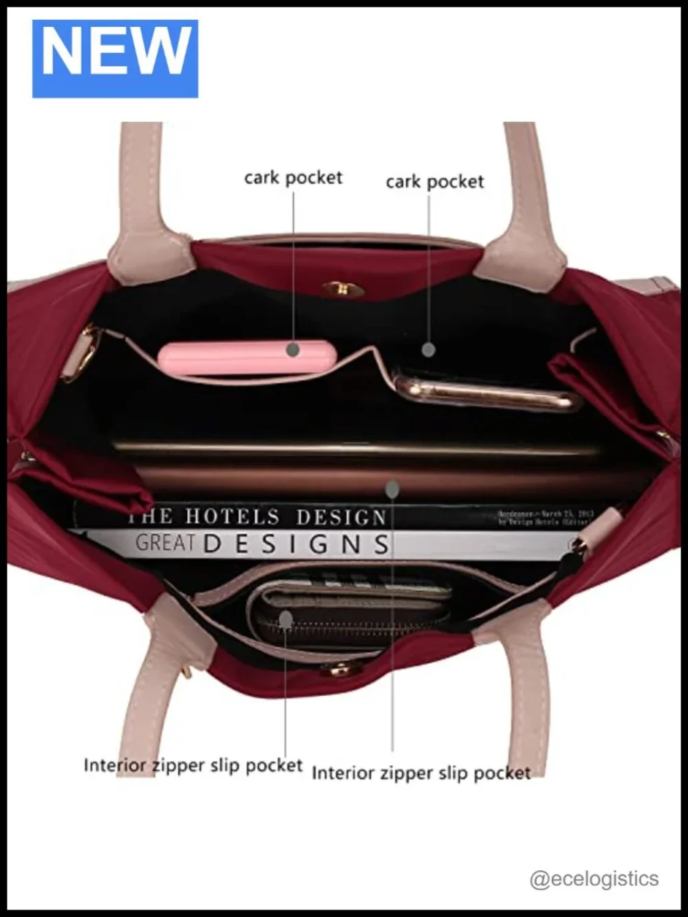 Satchel Tote Handbag & Wristlet Set - Vegan Leather with Crossbody Strap